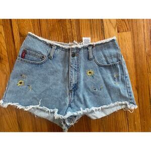 LEI l.e.i. Vintage Y2K Cutoff Shorts Sunflower Embroidery Size 11